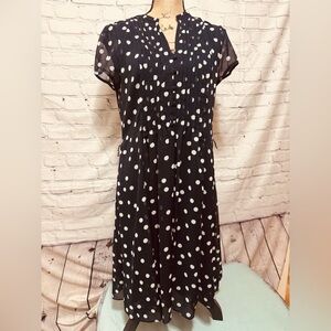 NWOT MSK Fit & Flare Fit, chiffon fabric, Pintuck bodice Blue Polka Dot Dress